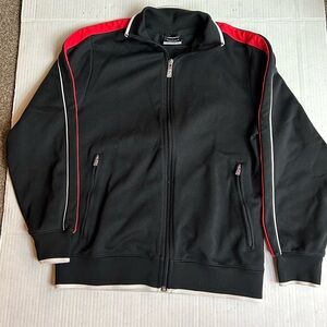 NIKE Golf Boys Youth Size Large Black & Red Zip Up Knit Jacket with Long Sleeves